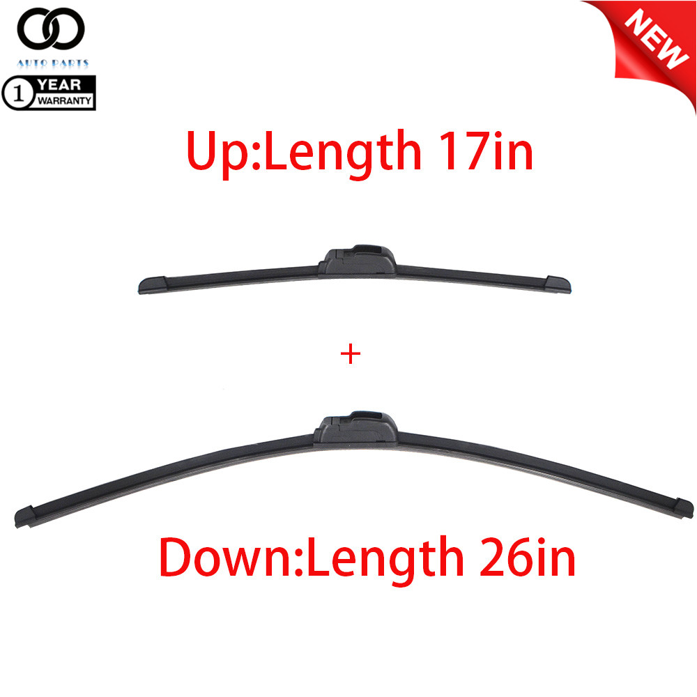 INCH Bracketless Windshield Wiper Blades J-HOOK Style Primered 2 Pack 26" & 17"