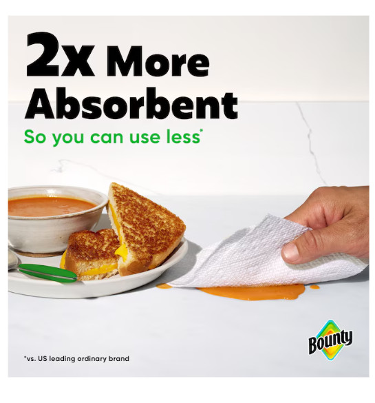 Bounty Select-A-Size Paper Towels 8 Double Plus Rolls White 2X Absorbent