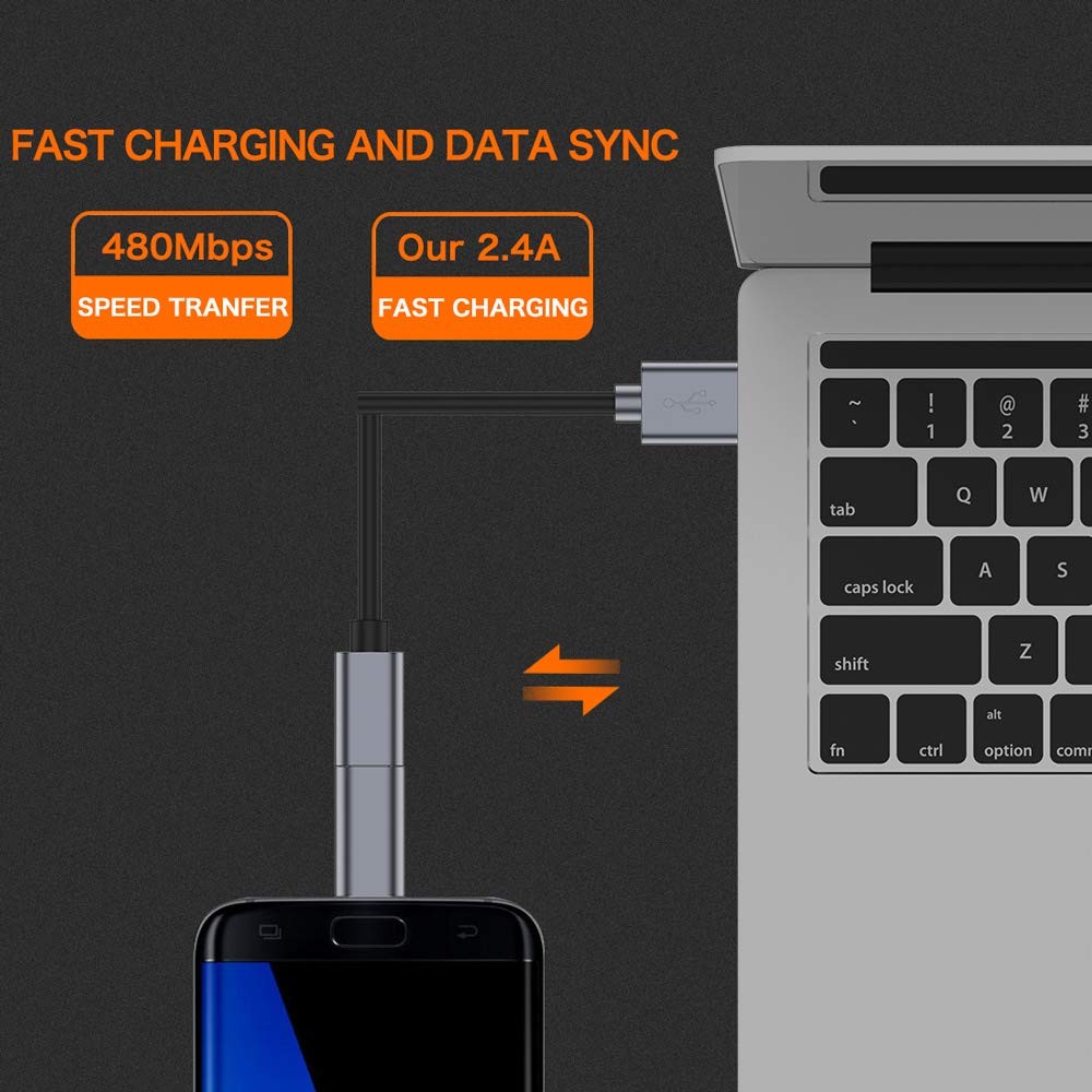 JXMOX USB C to Micro Adapter, (4-Pack) Type C Female Grey