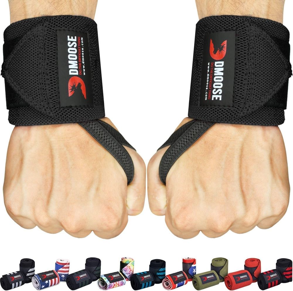 Dmoose Wrist Wraps, Avoid Injury and Maximize Grip with Thumb Loop, 18" or 12" G