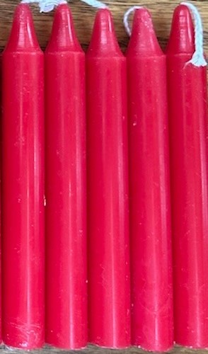 5 Red Chime (Mini Taper) Ritual Spell Candles!
