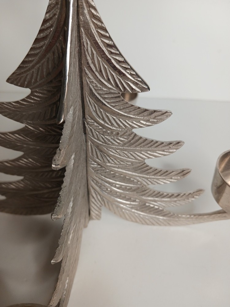 Silver Metal Tree w/Star 5 Candleholders County Granny Cabin Rustic Core Christm