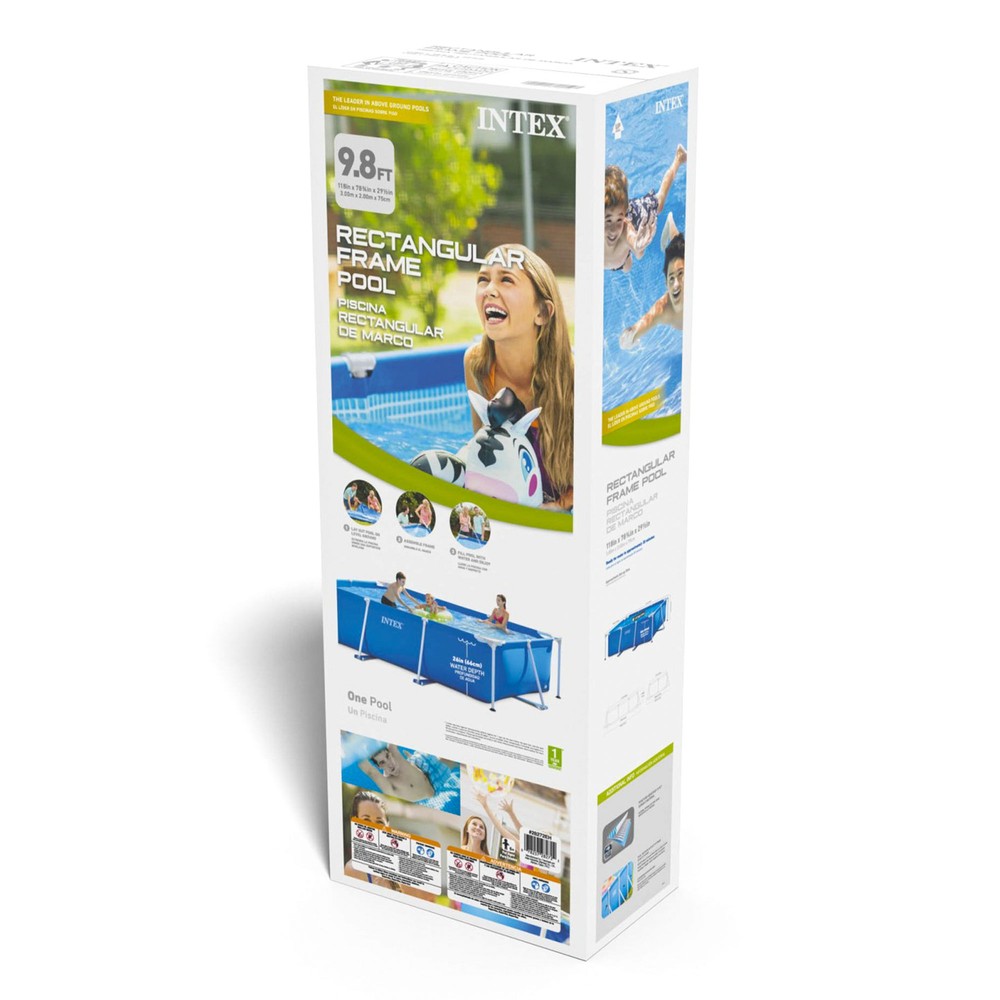 Intex 9.8ft x 6.5ft x 29.5in Rectangular Frame Above Ground Pool Blue (Open Box)