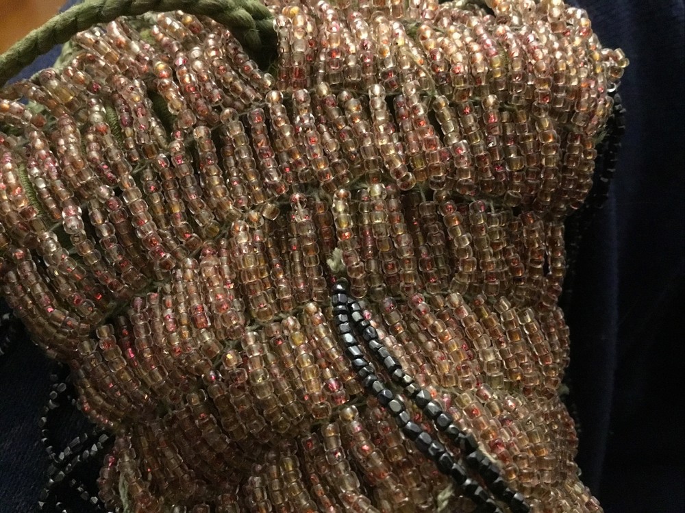 Antique Purse Flapper Style Beaded Fringe Drawstring
