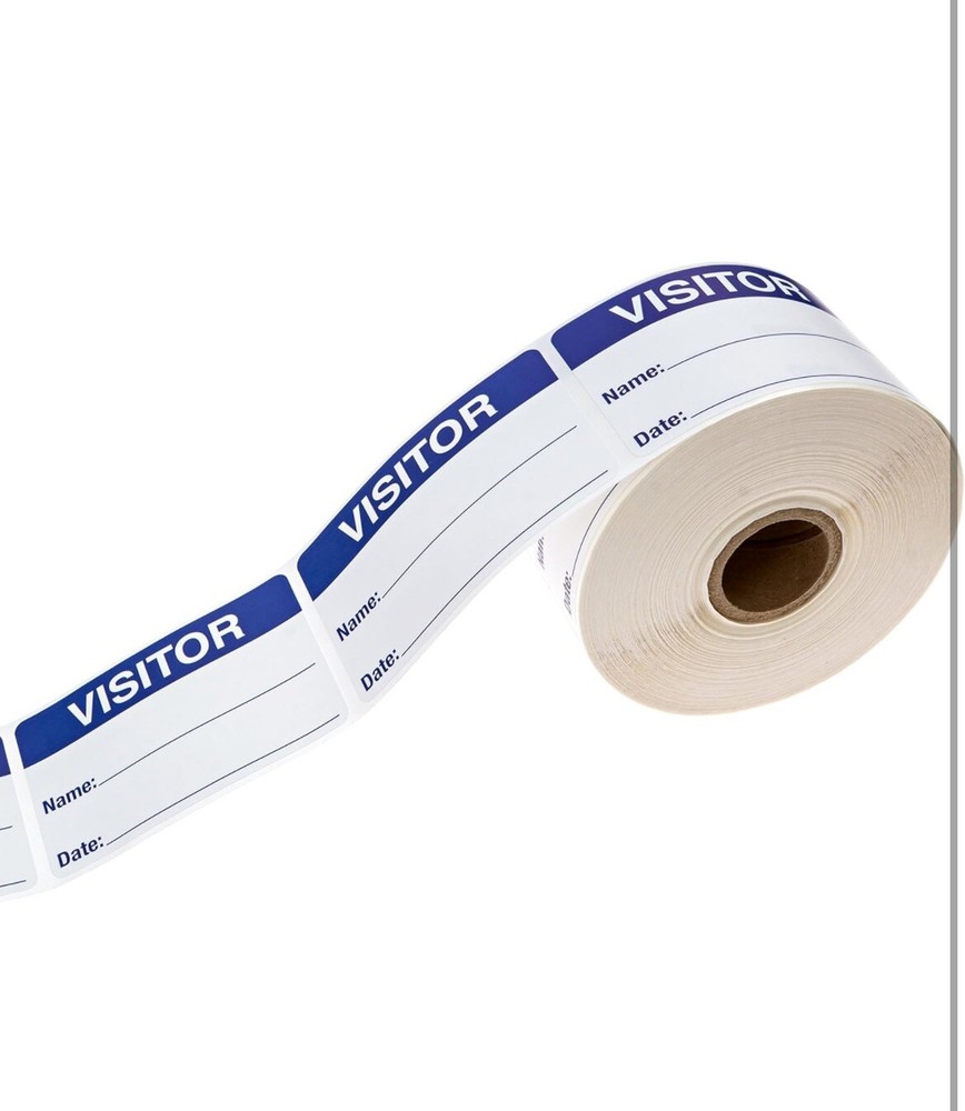 Blue White Visitor Labels/Blue and White Identification Stickers
