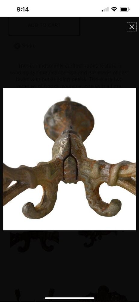 Victorian cast iron decorative hooks (Floral Design)