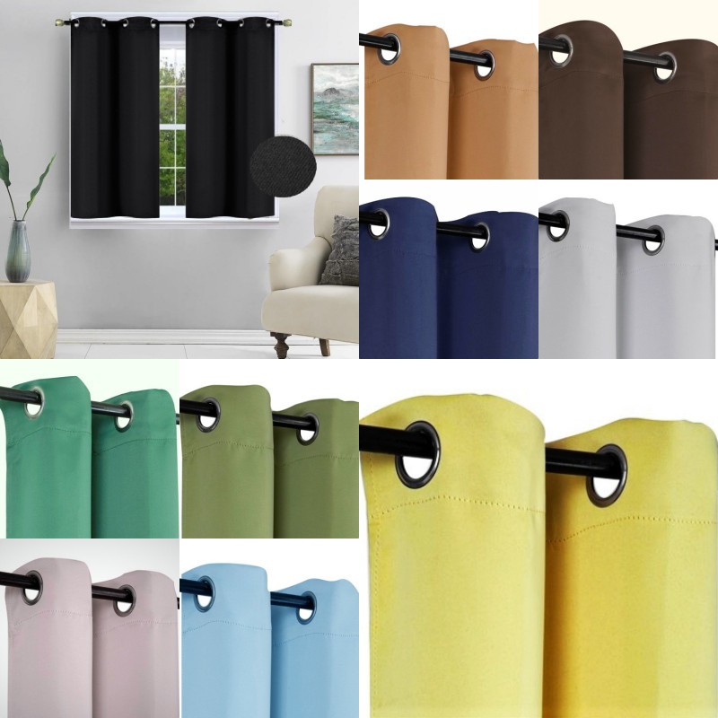 1 PANEL SOLID THERMAL 100% BLACKOUT GROMMET BATHROOM WINDOW CURTAIN DRAPE 54 K54