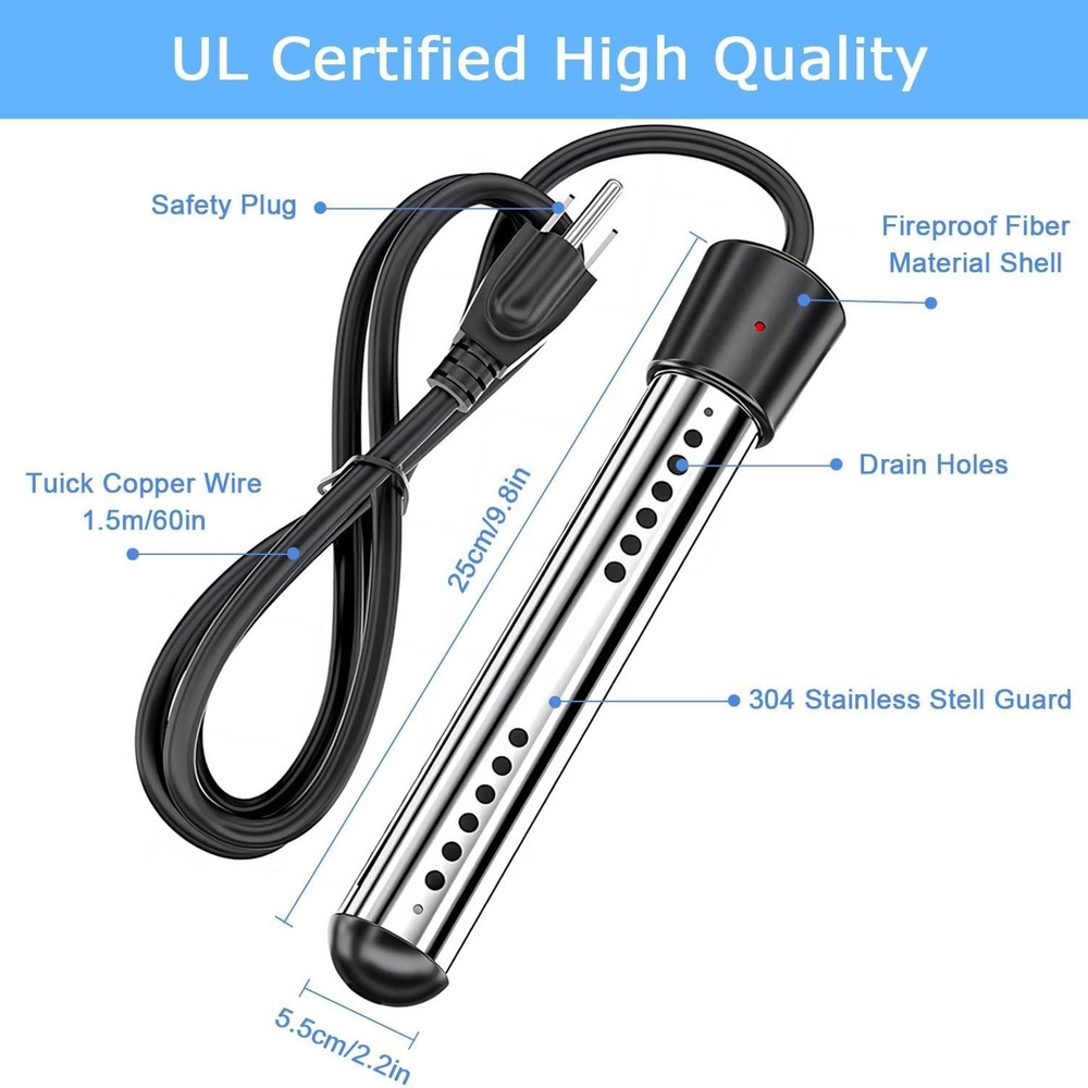 2000W Immersion Water Heater UL Listed,Portable Electric Water Heater