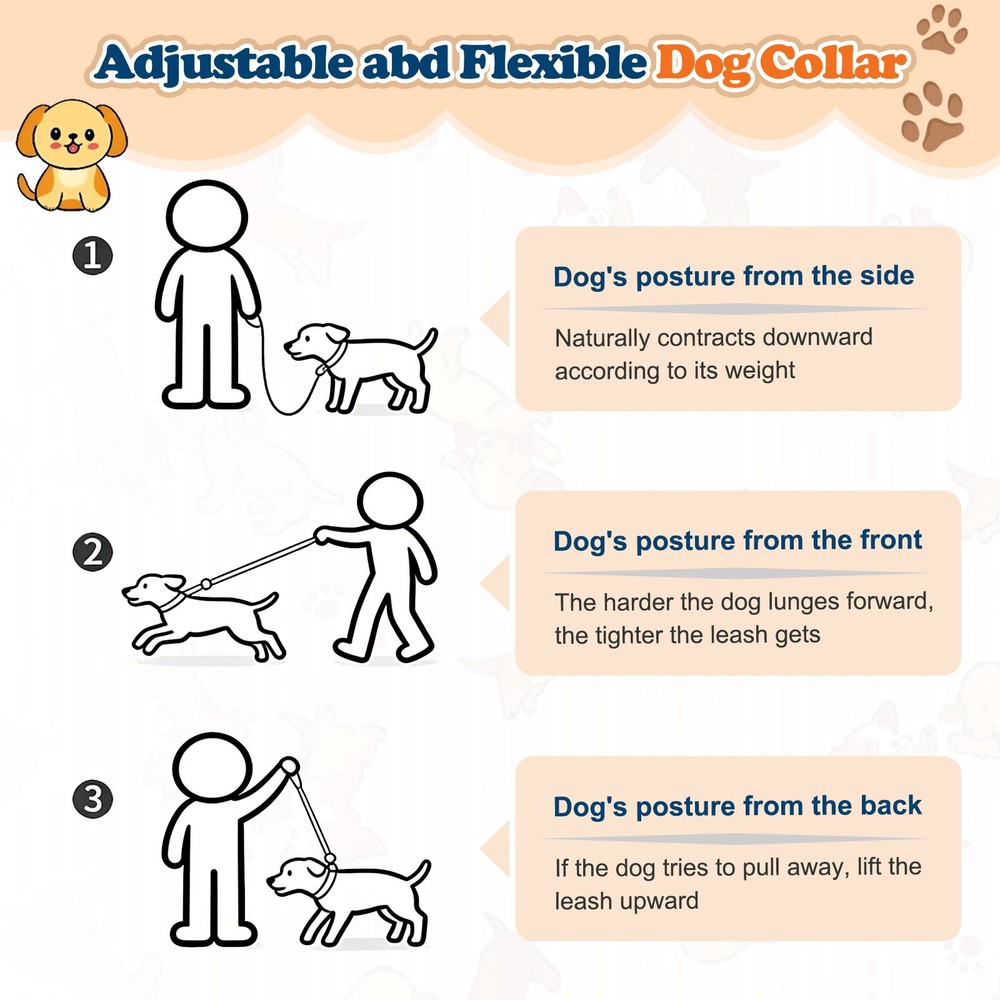 Dog Slip Collar No Pull Training Nylon Collar Adjustable Stopper S Orange