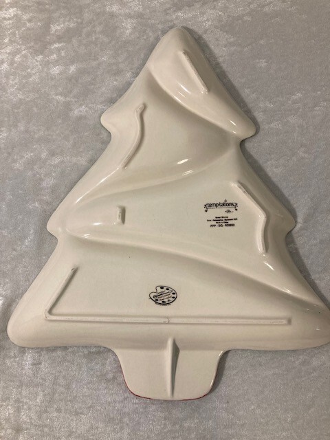 Temptations Winter Whimsy Christmas Tree Shaped Divided Ceramic Dish 14" x 12"