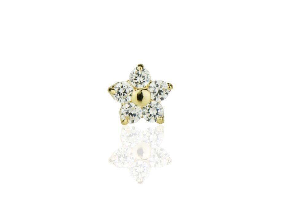 14k Yellow Gold Flower Nose Piercing Stud