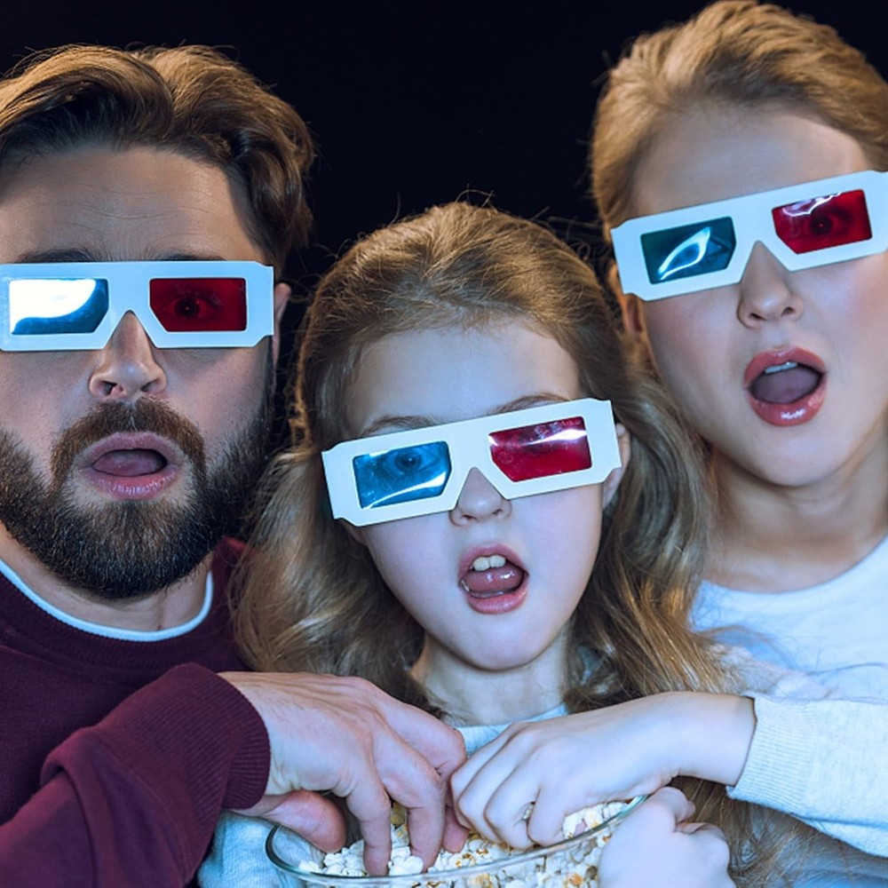 White Frame Anaglyph 3D Glasses 50 Pack