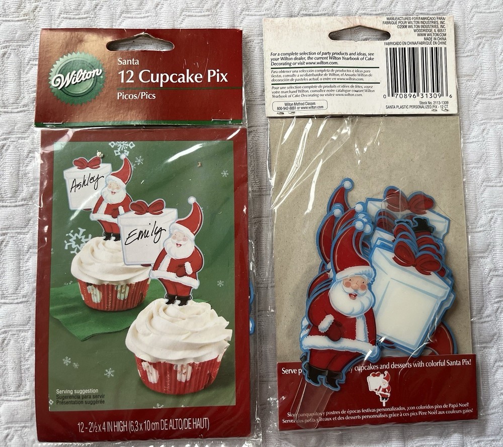 48 WILTON Santa Cupcake Pix - Write name on tags