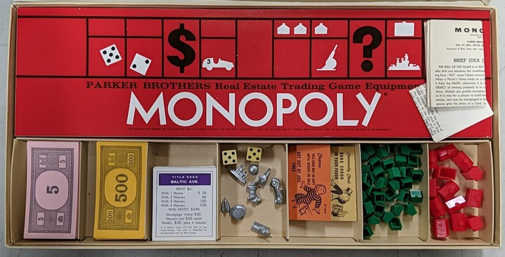 Monopoly Board Game 1961 Near Complete Vintage
