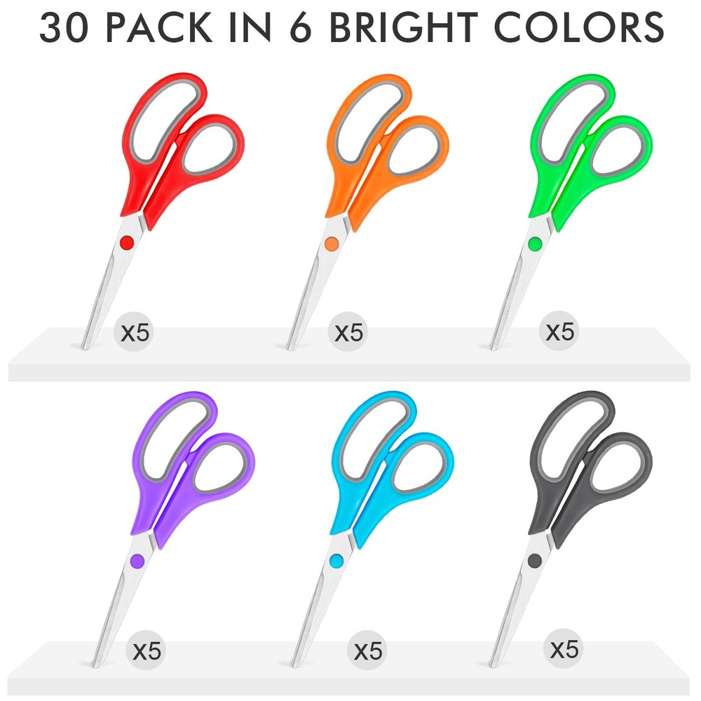 30 Pack Scissors Bulk 8 Inch Sharp All Purpose Office School Shear Fabric