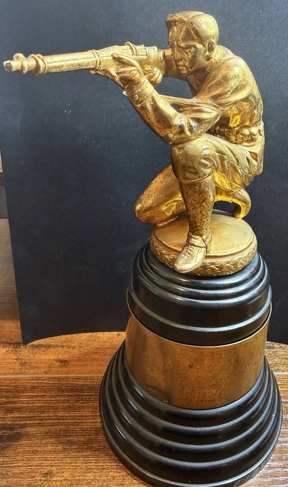 Vintage Hunting Shooting Brass Trophy Bakelite Base 9”