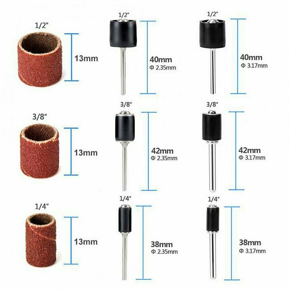 252pcs Sanding Drum Kit For Nail Drill Bits Dremel Accessories Rotary Tool+Box