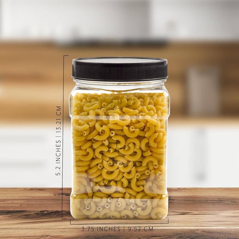32oz Clear Square Plastic Jars 4pk, 4 Cup Capacity Canisters