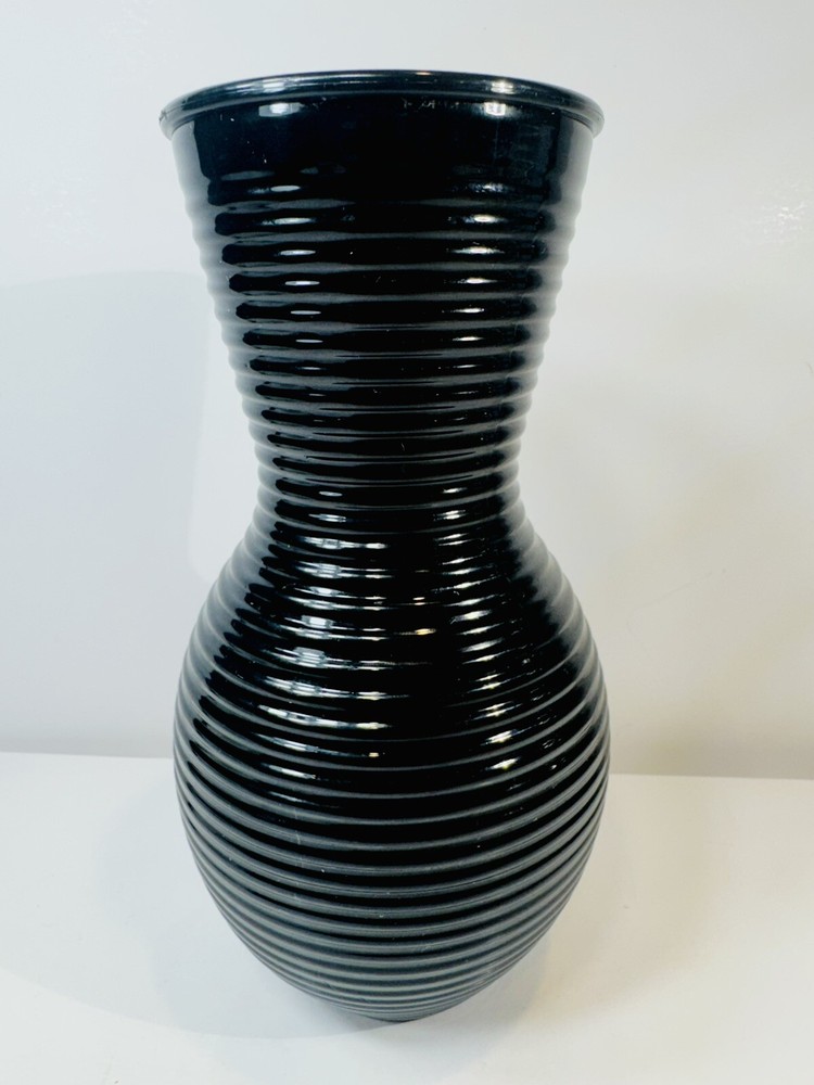 Plastic Textured Black Vase, 7.5-in.