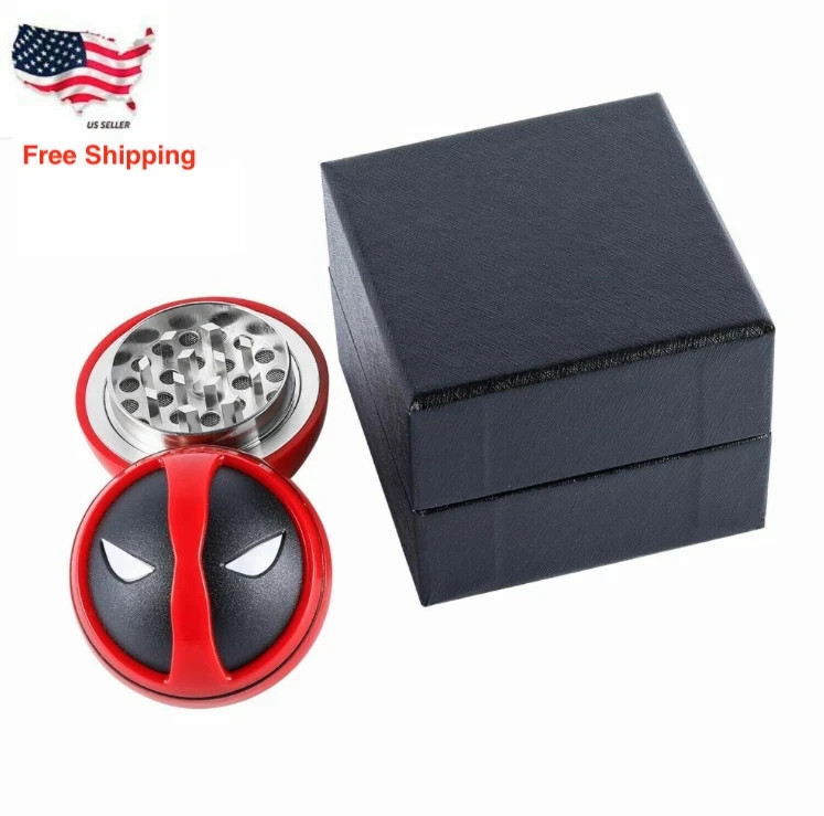 Official Marvel Deadpool Herb Grinder With BONUS Scraper 3 Piece 2.2" Gift Boxed