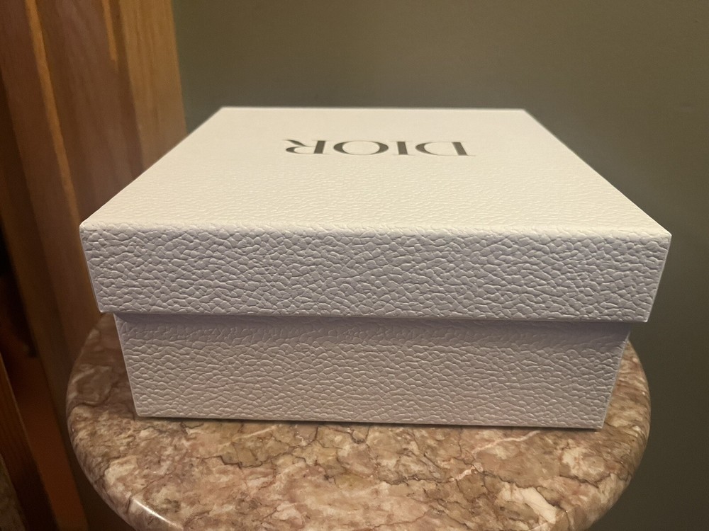 White Christian Dior 8.5” x 8.5” x 4” Empty Gift Textured Box