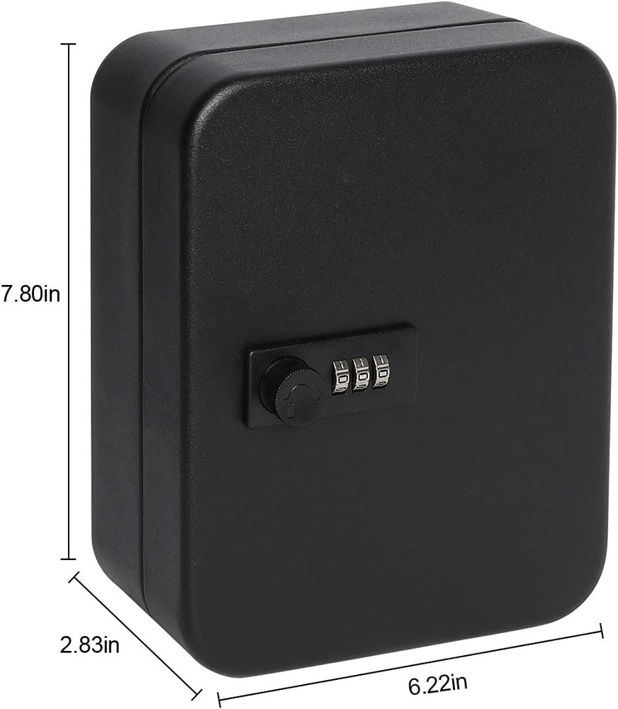 Key Box with Combination Lock Wall Mount Secure Key Organizer 20 Hooks