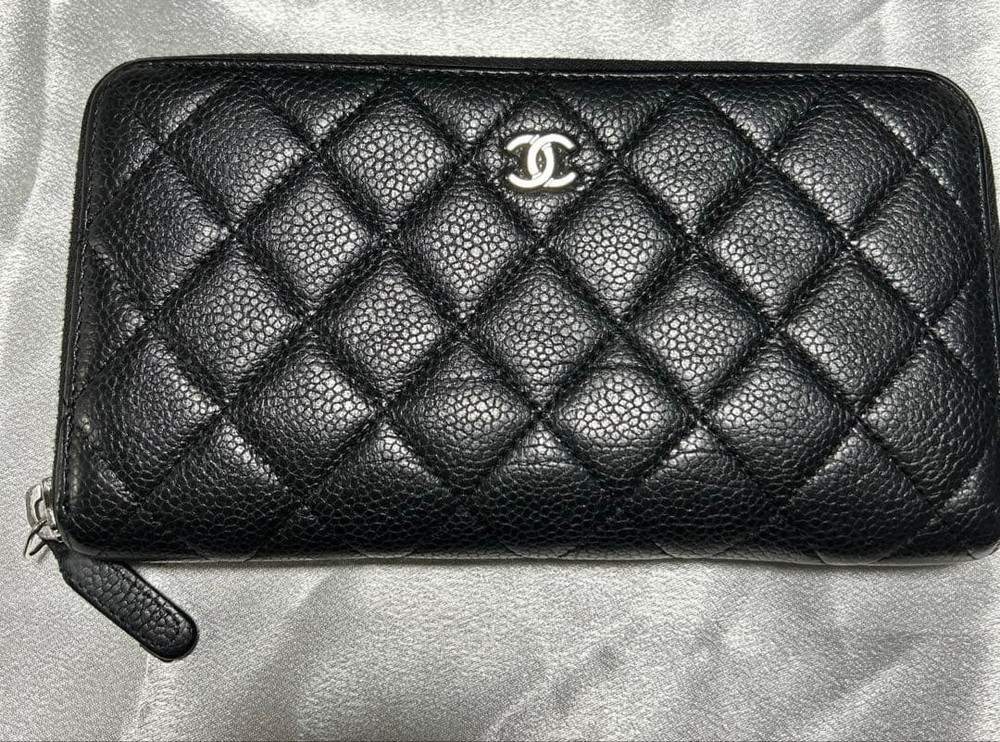 CHANEL Black Quilted Long Wallet