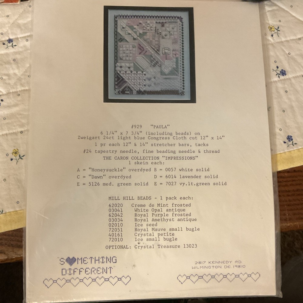 Something Different PAULA Single Needlepoint Pattern #929 Instructions