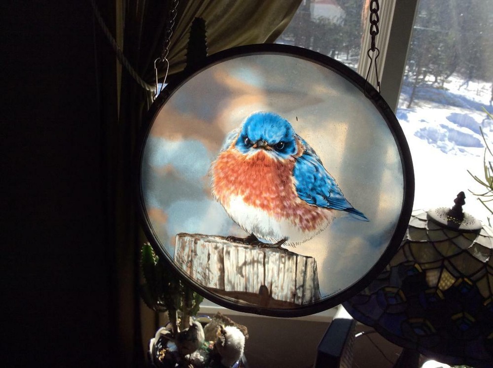 Blue Bird glass suncatcher 6.5"