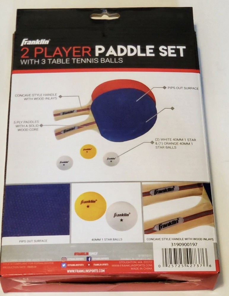 Franklin 57301S11 Paddle And Ball Set, 2-Player, Multicolor