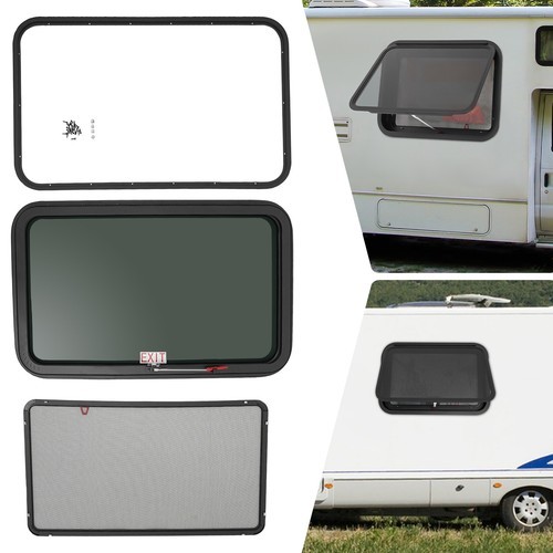 RV Window Push Out Glass Camper Exit Window Rectangular Venting Window 38-42mm