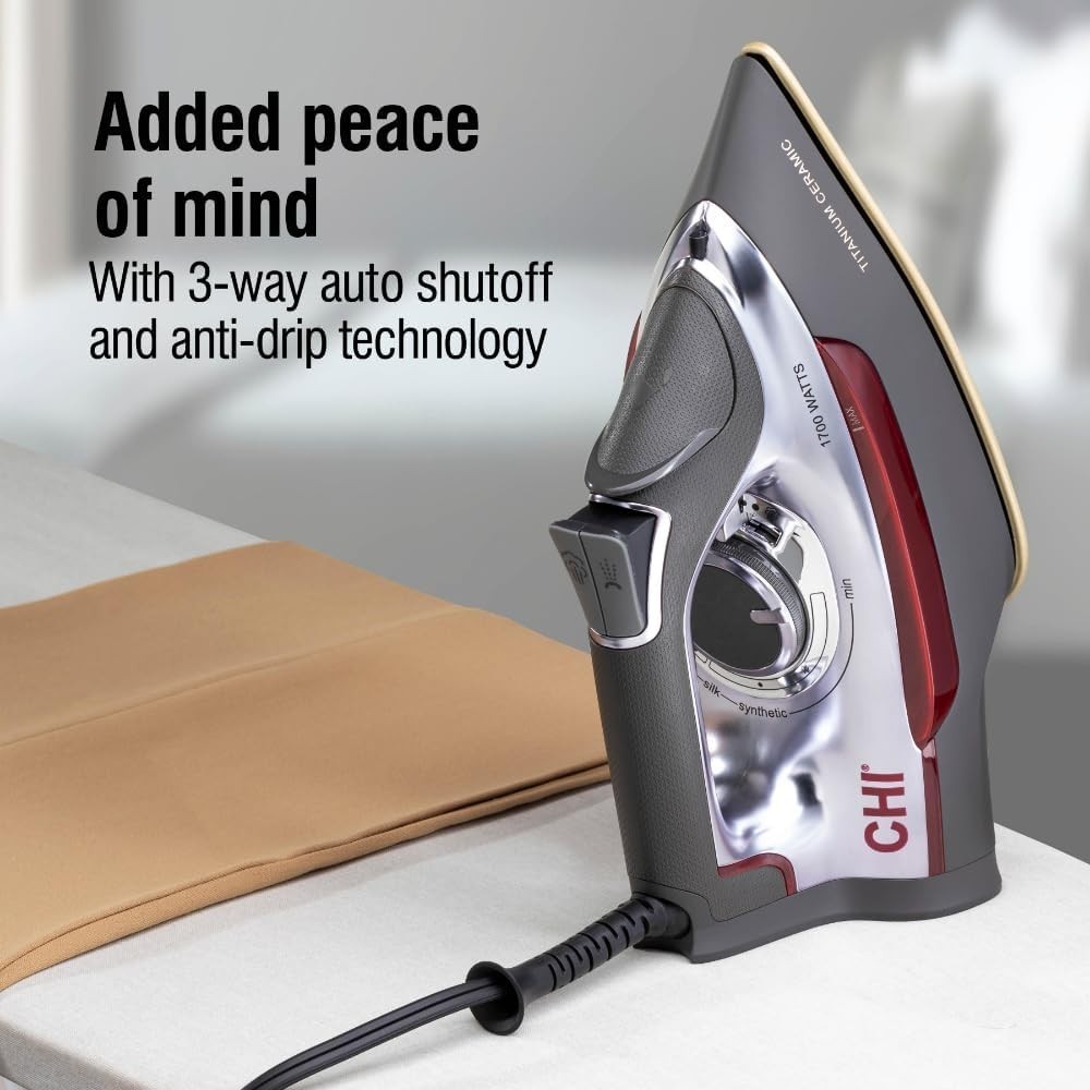 CHI Professional Iron: Steam Burst, Vertical Steaming, Scratch-Resistant Design