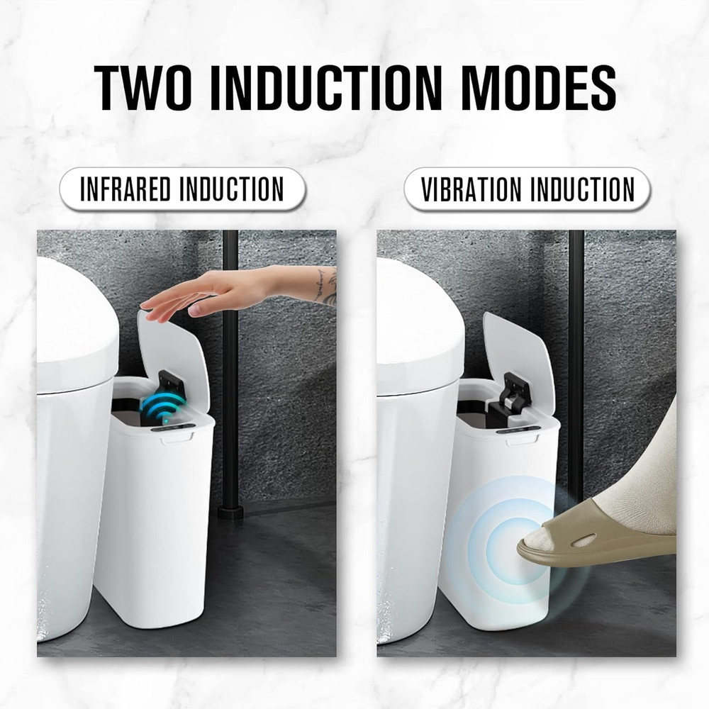Automatic Motion Sensor Bathroom Trash Can with Lid, 2.6 Gallon Touchless Trash