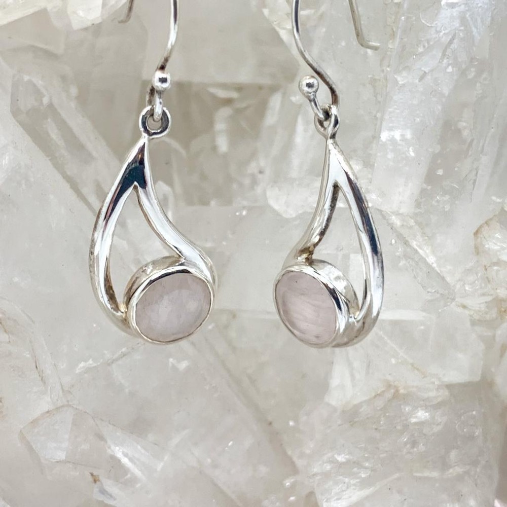 Faceted Rose Quartz Sterling Silver Earrings $55