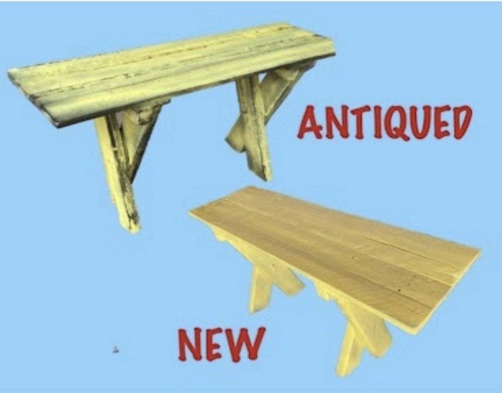 Hand Made Antique Oak Bench 28”x10”x15”