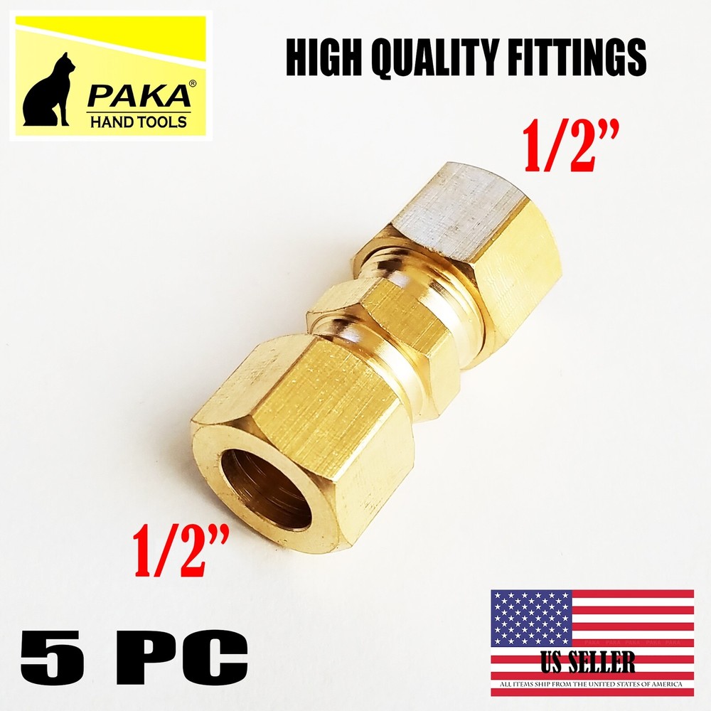 5PC High Quality  1/2" BRASS COMPRESSION FITTINGS