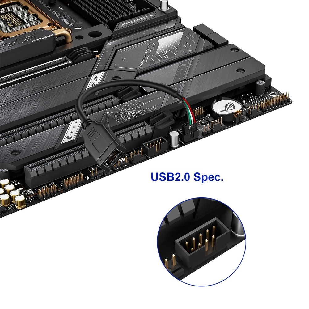 SSSUWP Motherboard USB 2.0 to Type C Front Panel Cable, 6 inches, Black