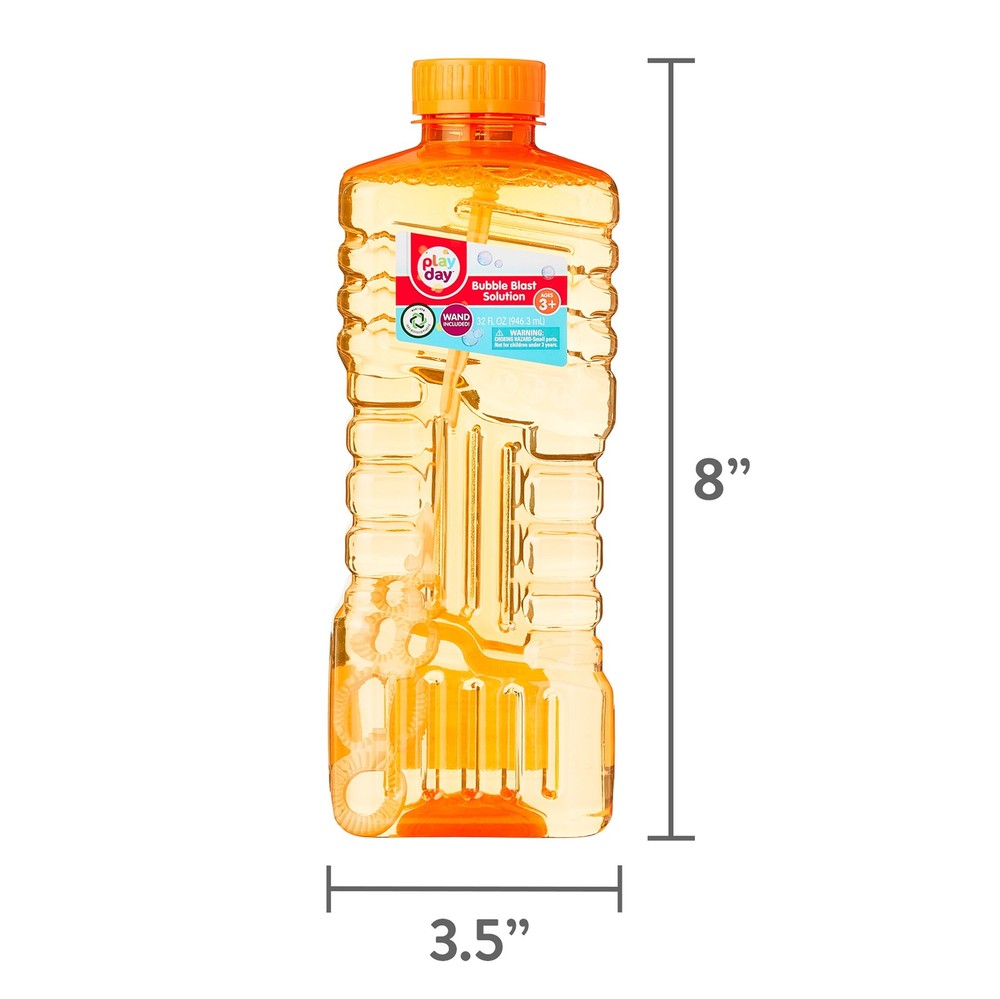 Play Day Bubble Blast Solution, 32 fl oz Bottle, Orange, 1 count