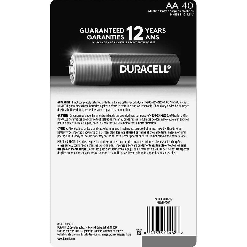 Duracell Battery (40 Pack AA Alkaline)