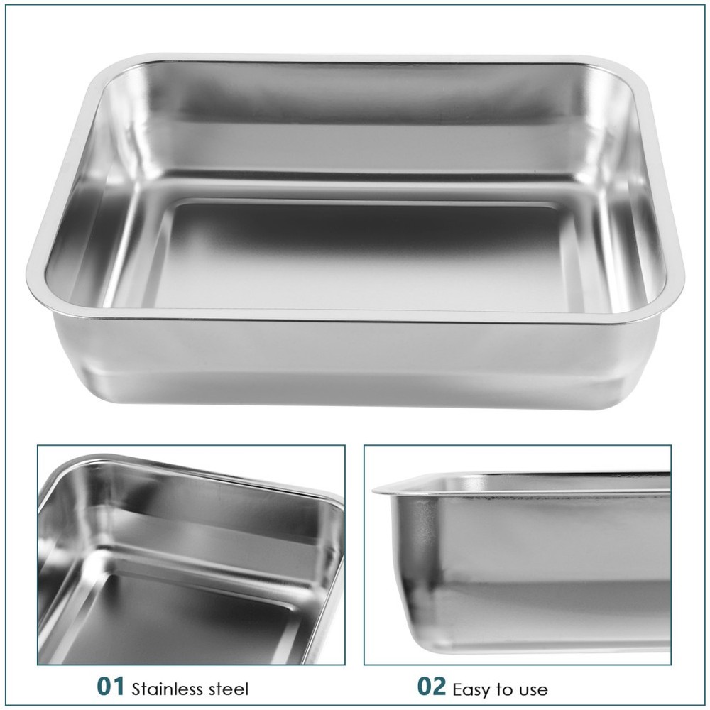 Trays for Food Serving Rectangular Roasting Dish Compact Stainless Pan