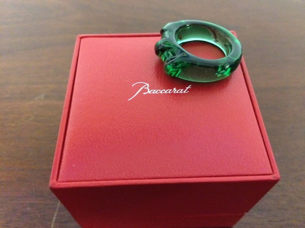 Baccarat Green Crystal Ring Size 50