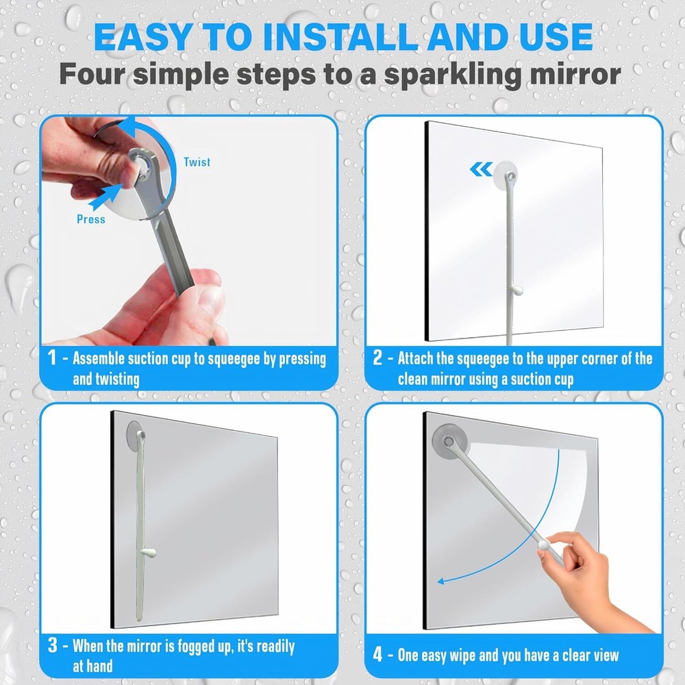 Bathroom Mirror Squeegee, Mirror Defogger