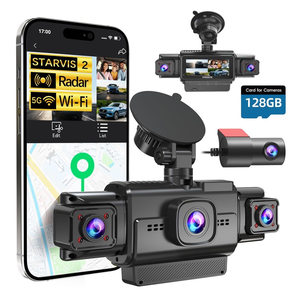 Dash Cam Front and Rear, 4-Channel 360° Coverage Car Dash Camera with STARVIS...