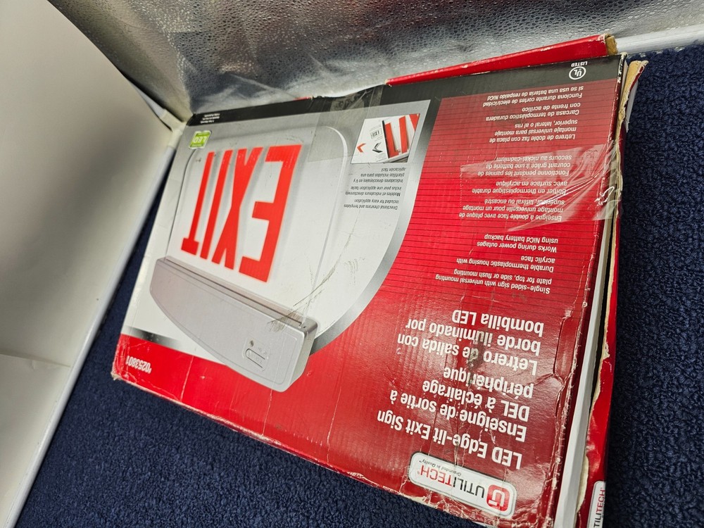 (QTY 2) Utilitech 0253801 Exit Sign LED Edge Lettering Universal Mounting