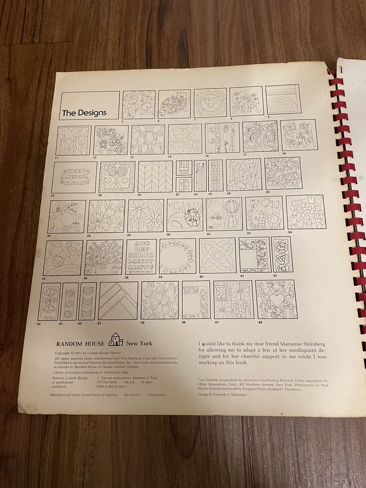 Lisbeth Perrone's Needlepoint Workbook First Edition Red Spiral Bound 1973