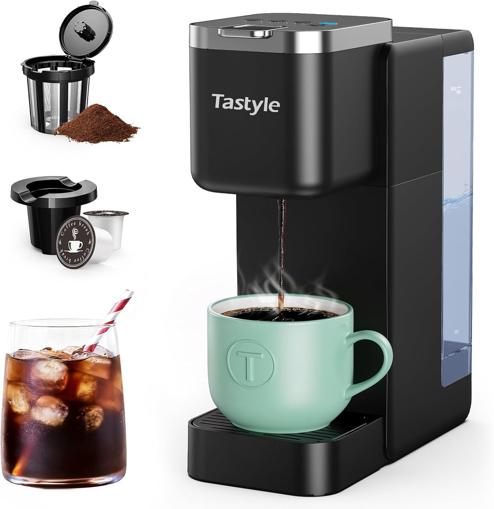 Single Serve Coffee Maker, Iced and Hot Coffee Machine for K Cup & Grounds, Comp