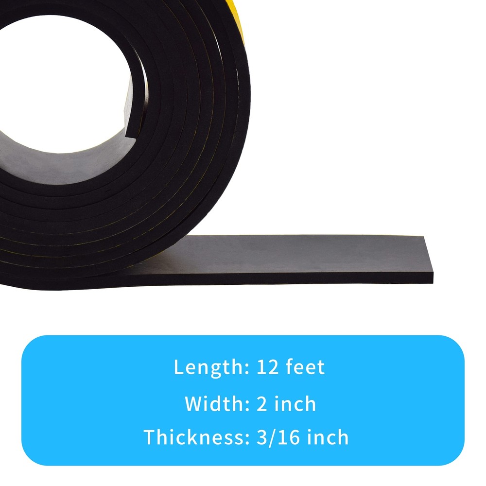 Sticky Back Self Adhesive Solid Rubber Strips 3/16 Thick 2 inch Wide Neoprene...