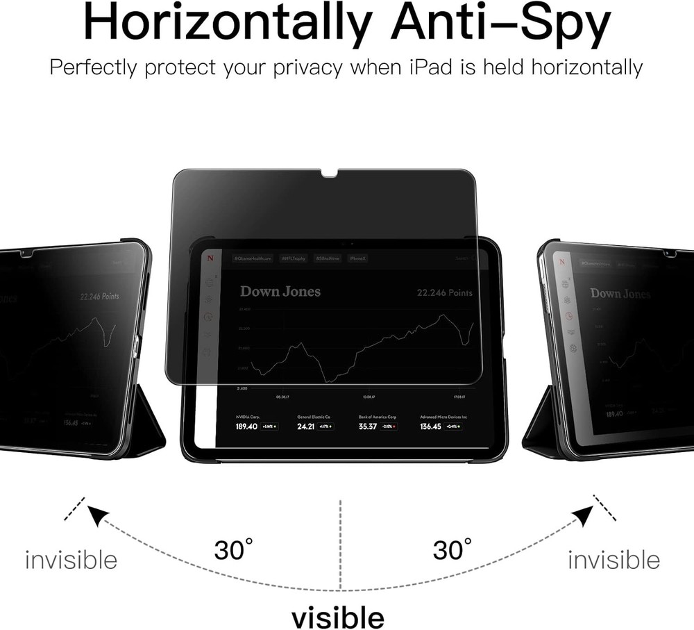 2-Pack For iPad 10th Generation Tempered Glass Screen Protector Privacy / Clear