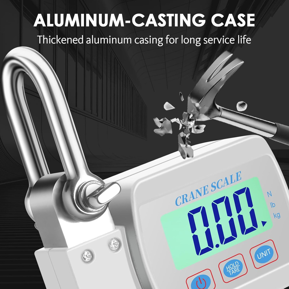 Digital Crane Scale Heavy Duty Hanging Scale- LCD Backlight, 1100lbs/500kg Max C