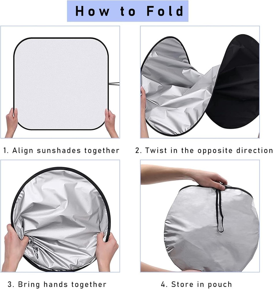 Universal Fit Foldable Windshield Sun Shade - 2-Pcs, 28"x31", Black Flag Design